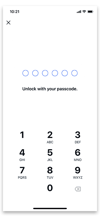 Authorize the transaction with a passcode or Face ID